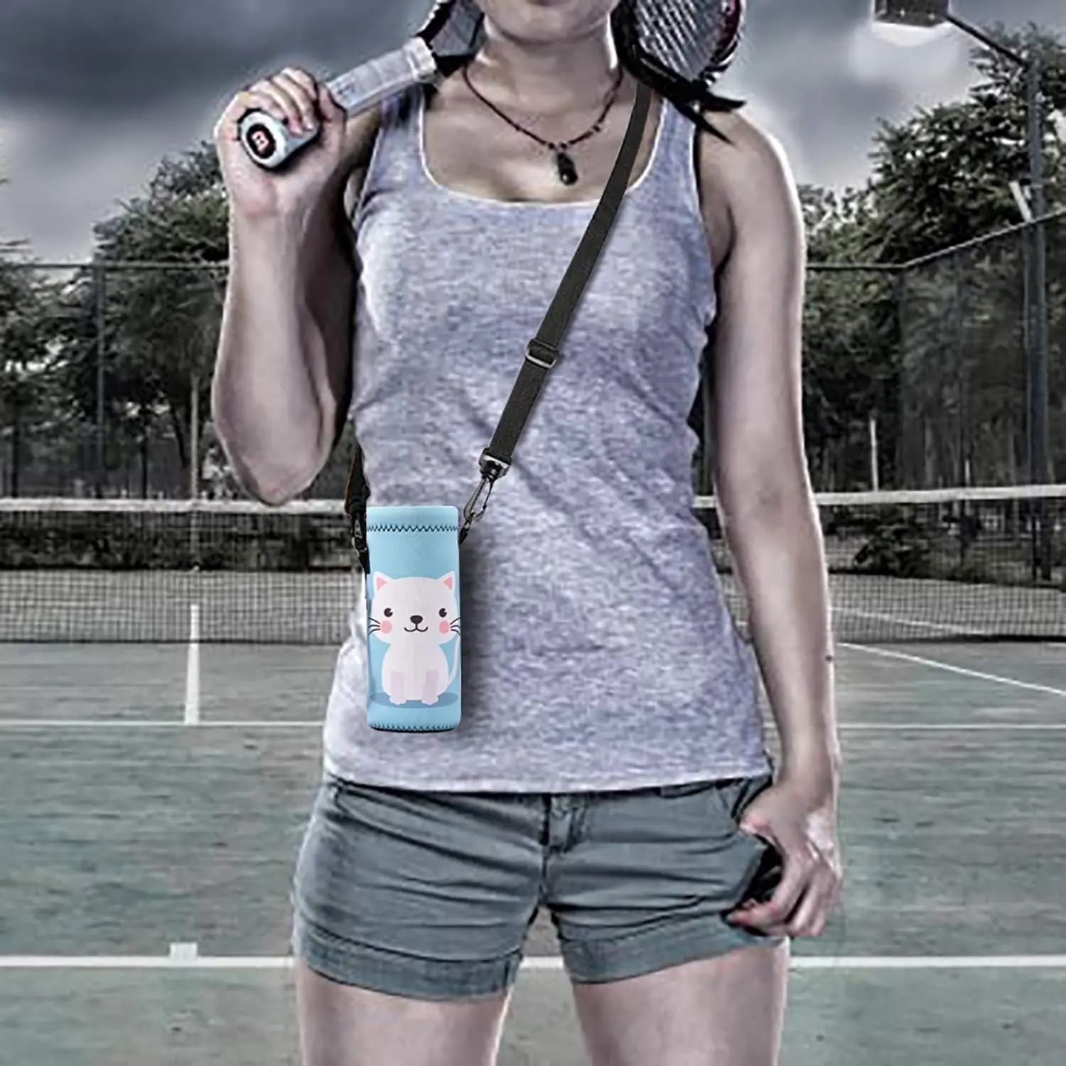 Neoprene Bottle Cooler Neoprene Water Bottle Carrier Holder with Adjustable Shoulder Strap Water Bottle Sleeve Carrier Insulated