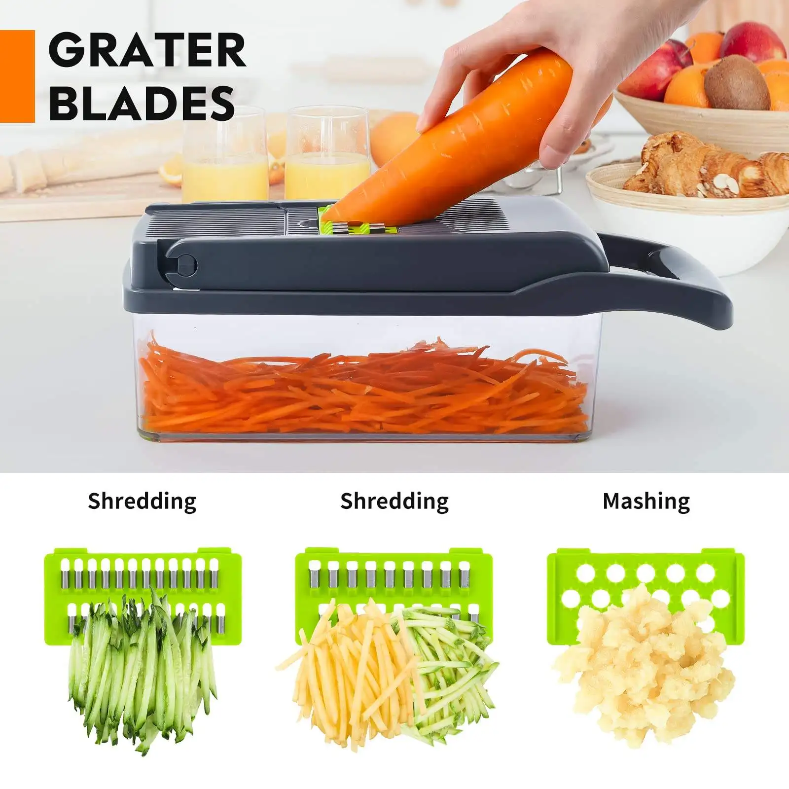 2024 High Quality Multifunctional 14 16 In 1 Manual Kitchen Slicer Chopper Fruit Vegetable Drum Shredder Dicer Cutter Slicer