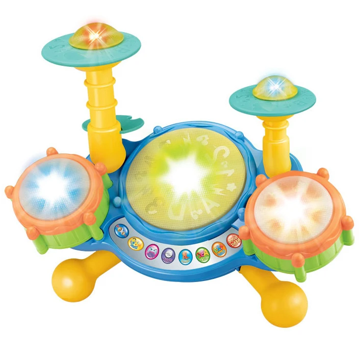 Baby Early Learning Musical Instrument Toys Baby Hand Clap Drum Toys Electronic Organ Drum Set Music Toy With Microphone Light