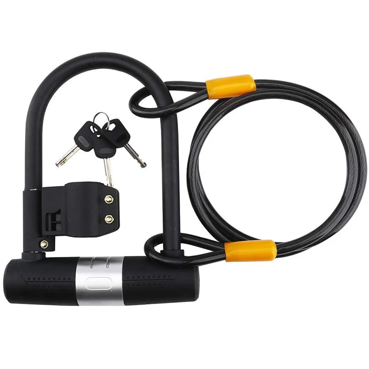Guard against theft Hot sale 16mm Steel Shackle Heavy Duty U type Bicycle Bike Lock with Cable