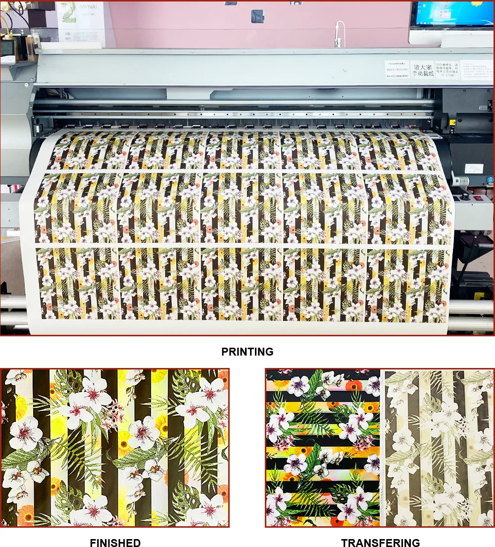 50gsm,70gsm,90gsm,100gsm,120gsm Fast Dry Sticky Sublimation Paper Roll For Polyester Digital Printing