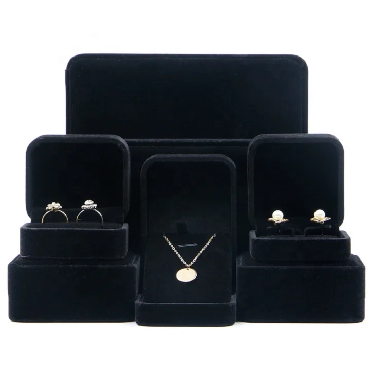 2024 New design factory custom logo earrings bracelet ring necklace packaging box Velvet jewelry set box
