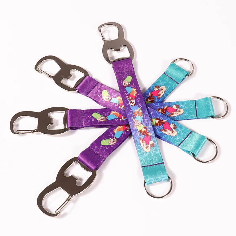 high quality bottle opener short key strap tool wrist lanyard with custom print logo