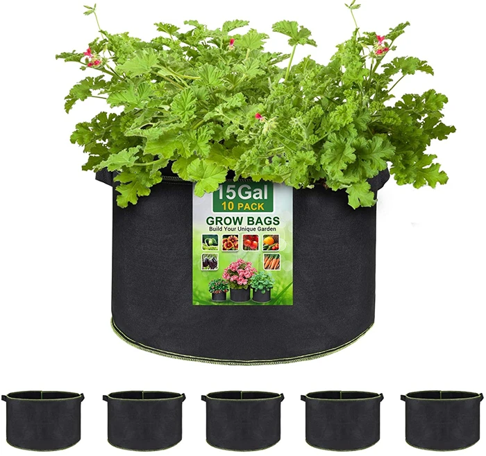 Customized 7 10 20 30 gallon heavy duty felt fabric garden plant nursery grow bags