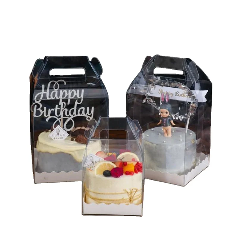 Large Size PVC Clear Cake Box Wedding Birthday Party Cake Packaging Boxes With Handle Transparent Gift Boxes Christmas