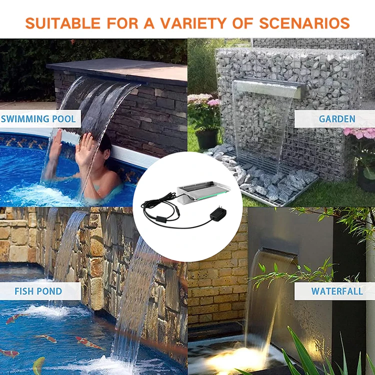 Factory Supply Garden Decoration Rust-resistant Stainless Steel 304/316 Colorful LED Water Descent Cascade Wall Mount Waterfall