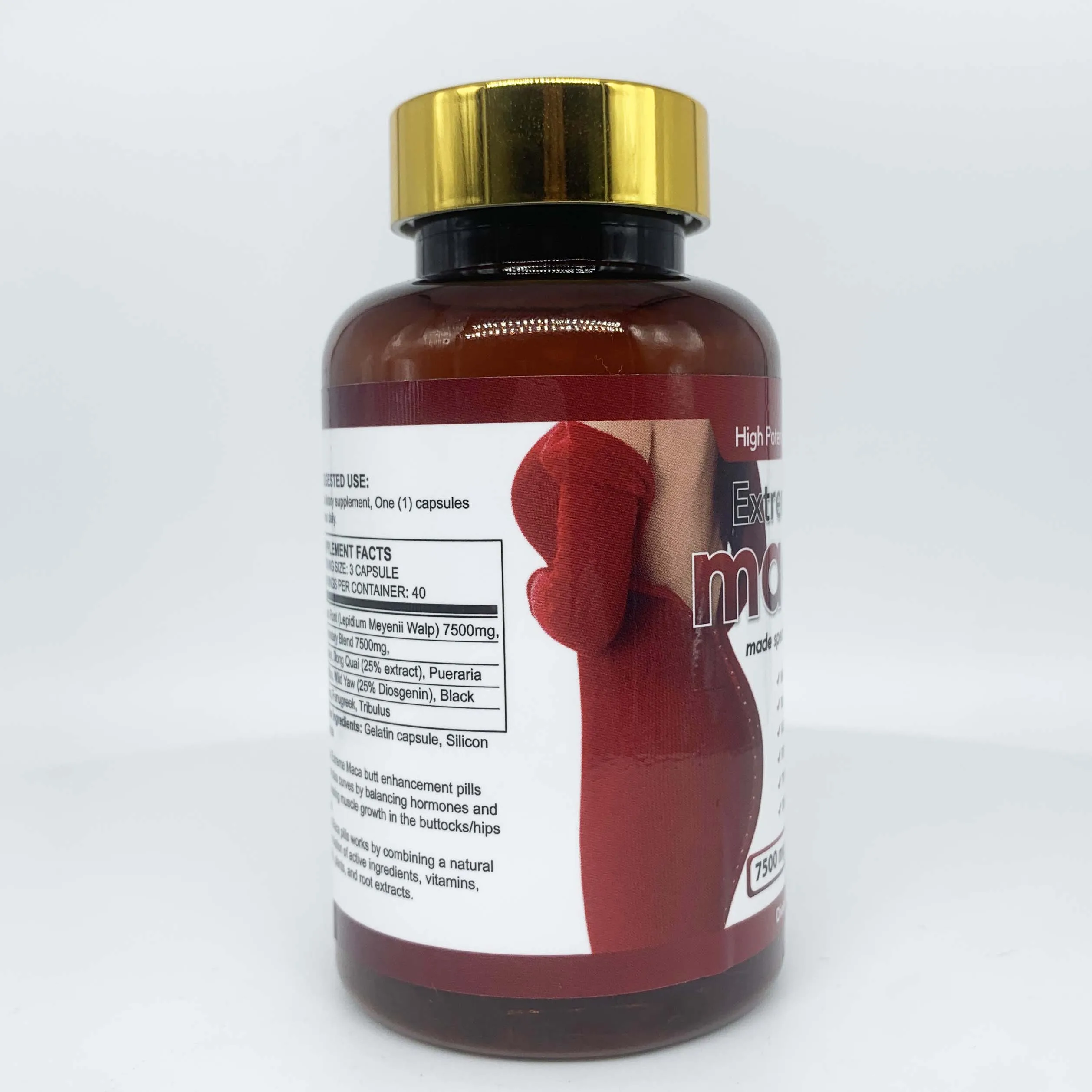 OEM hip butt enlargement booty maca root pills strong organic maca extract extreme curve maca plus capsules pills