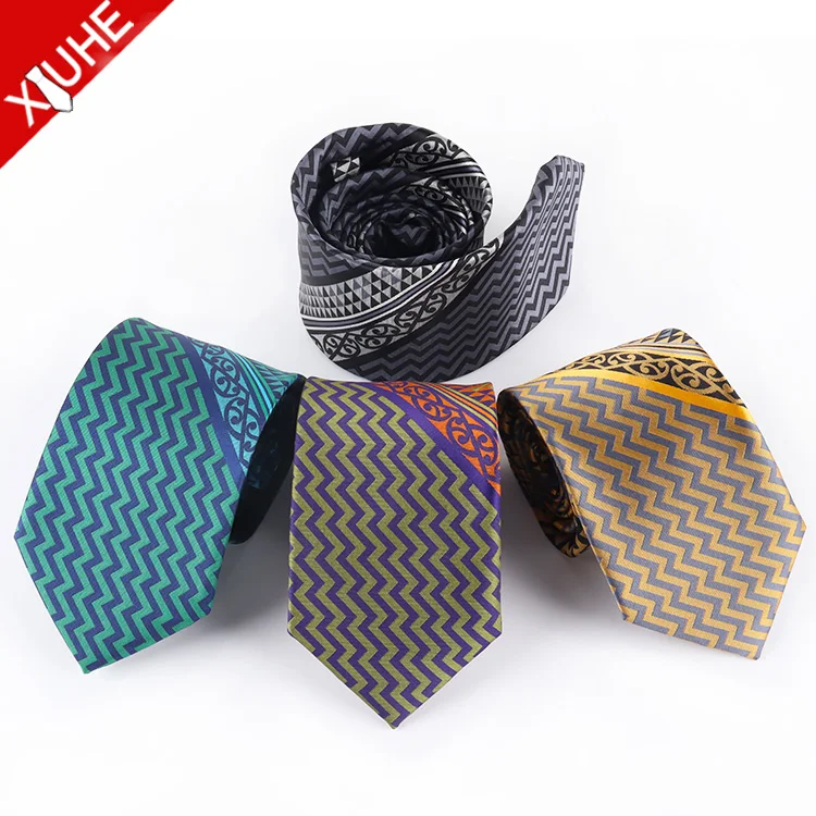 Irregular pattern Fashion Grey Color Silk Tie for Men Ties Custom Polyester Woven Necktie