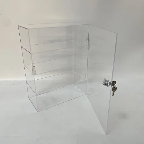 Spring Sign 4 layers durable transparent acrylic display box plexi glass pmma case with lock