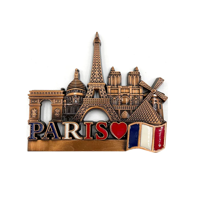 France Paris metal die casting  architectural  fridge magnet retro zinc alloy antique bronze magnetic fridge magnet