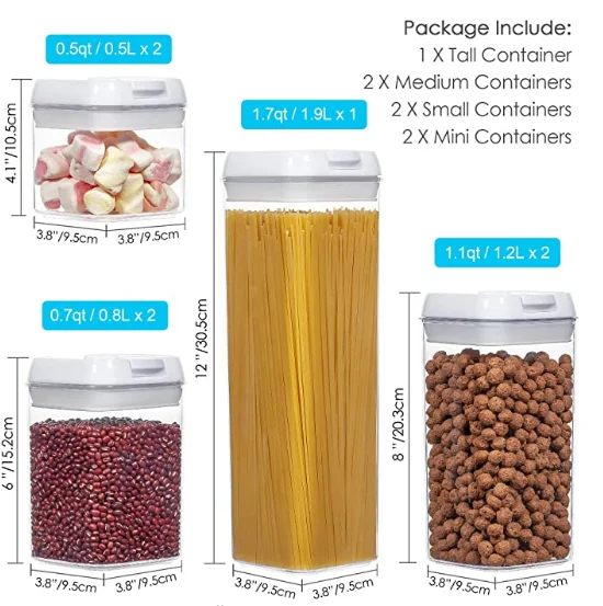 Airtight Food Storage Containers 7 Pieces BPA Free Plastic Cereal Containers with Lock Lids for Kitchen Pantry Organization