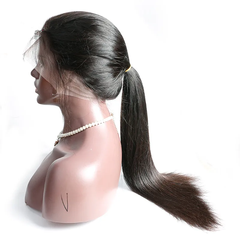Super Double Drawn Human Hair 100% Top Quality Raw Virgin Unprocessed Vietnamese Hair Bone Straight 1 Piece Long Lace Front Wigs