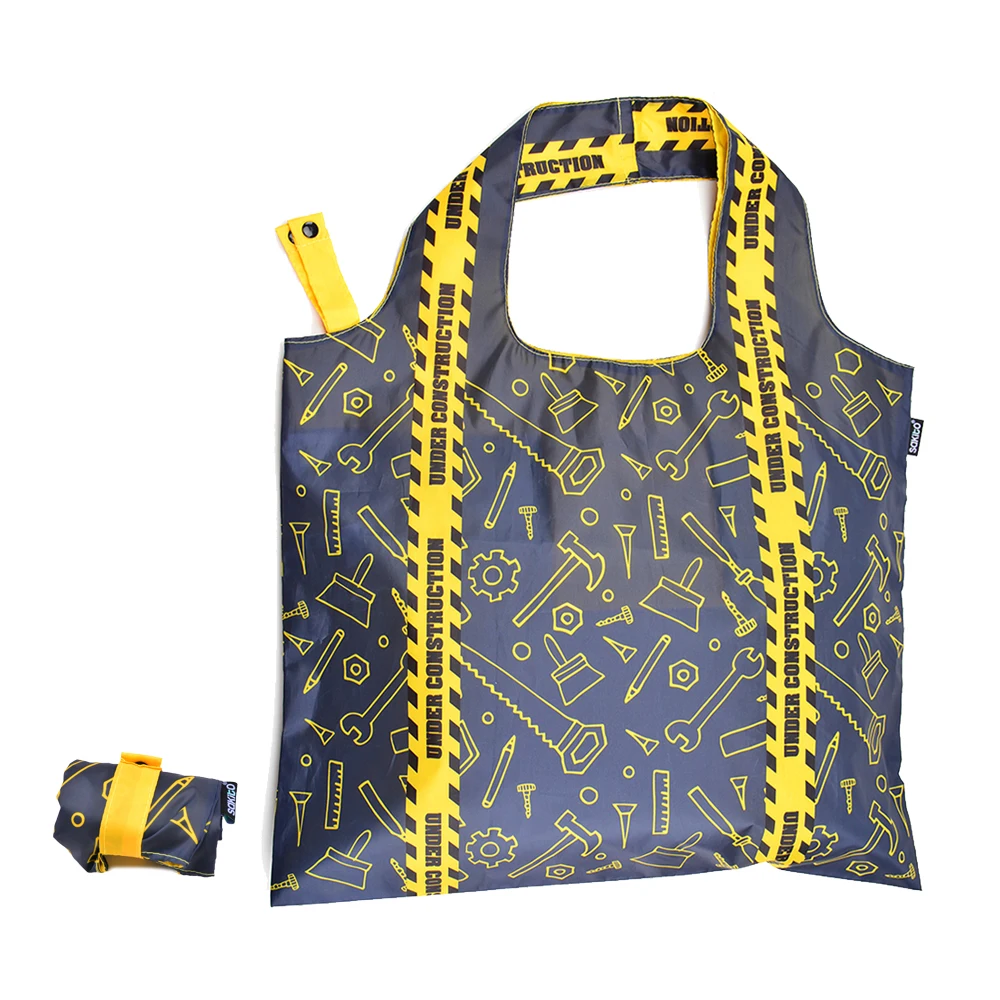 OEM eco-friendly shopper tote polyester bag fabric Foldable Portable Rpet Shopping Bags