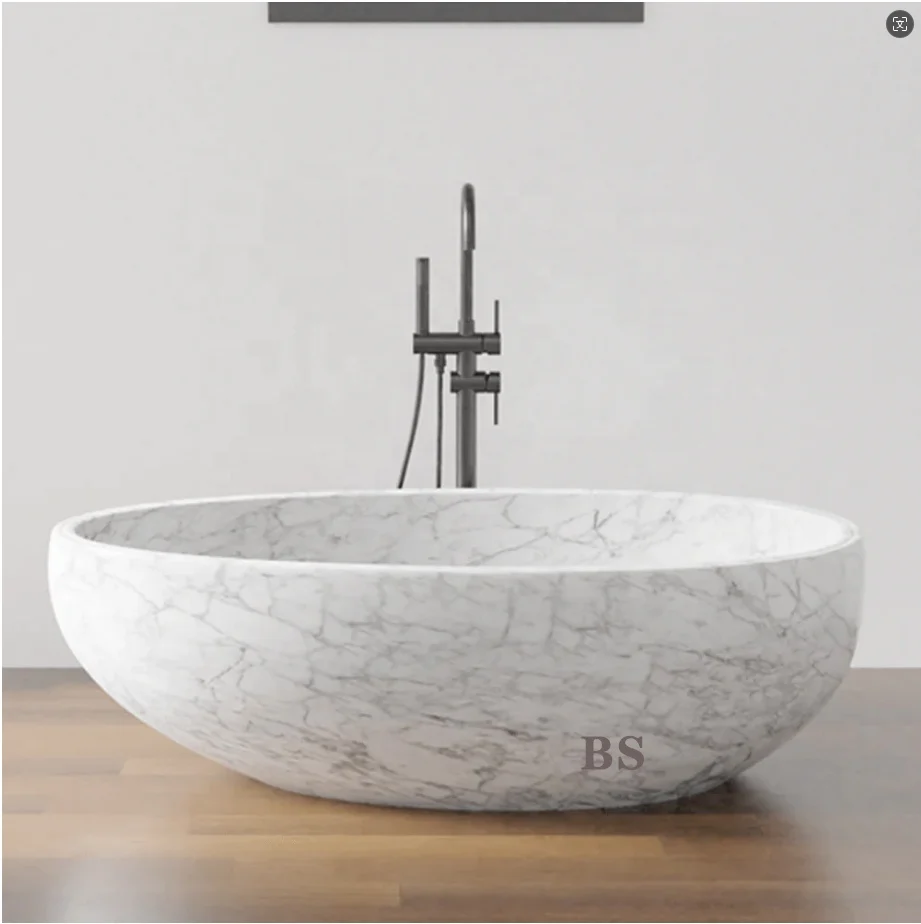 Красивый дизайн отдельно стоящая ручная резная белая мраморная скульптура для ванны из каррарского мрамора