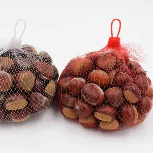 top sale small supermarket mesh bags with label plastic clasp for egg chestnut tomato orange onion net bags