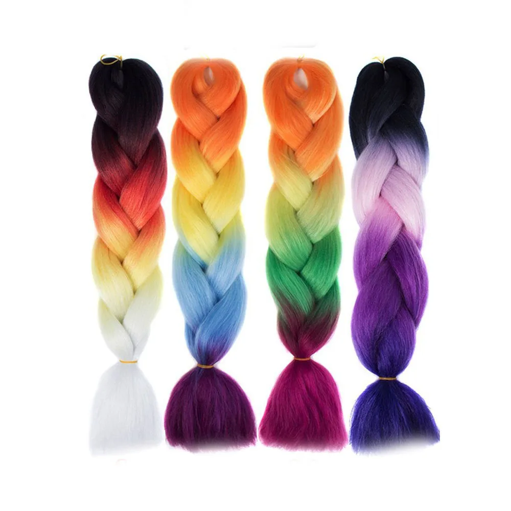 130 Colours Wholesale Synthetic Hair Super Jumbo Hair Braids Yaki Texture Ombre Jumbo Braiding Hair Extensions For Woman
