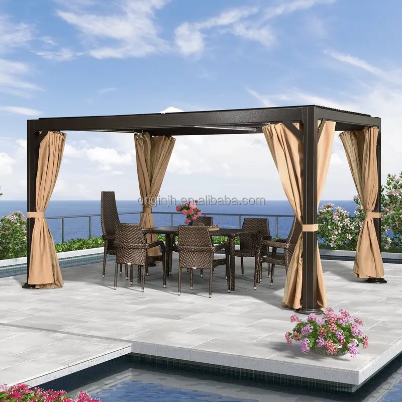 Luxury design electrical compartments water tightness outdoor aluminum gazebo with pergola