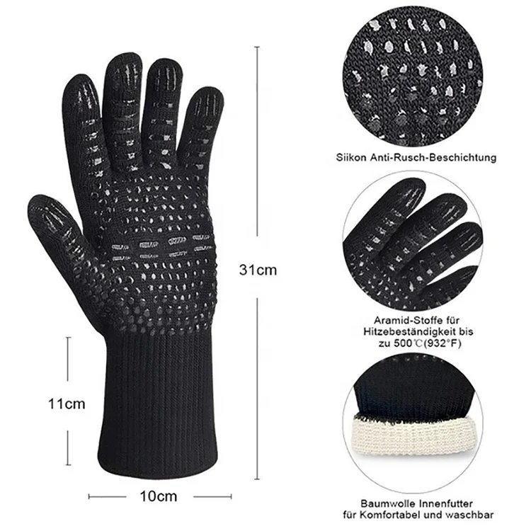 High quality Elclusive Heat Resistant Oven Gloves Withstand Extreme Heat 1472f Bbq Grill Gloves