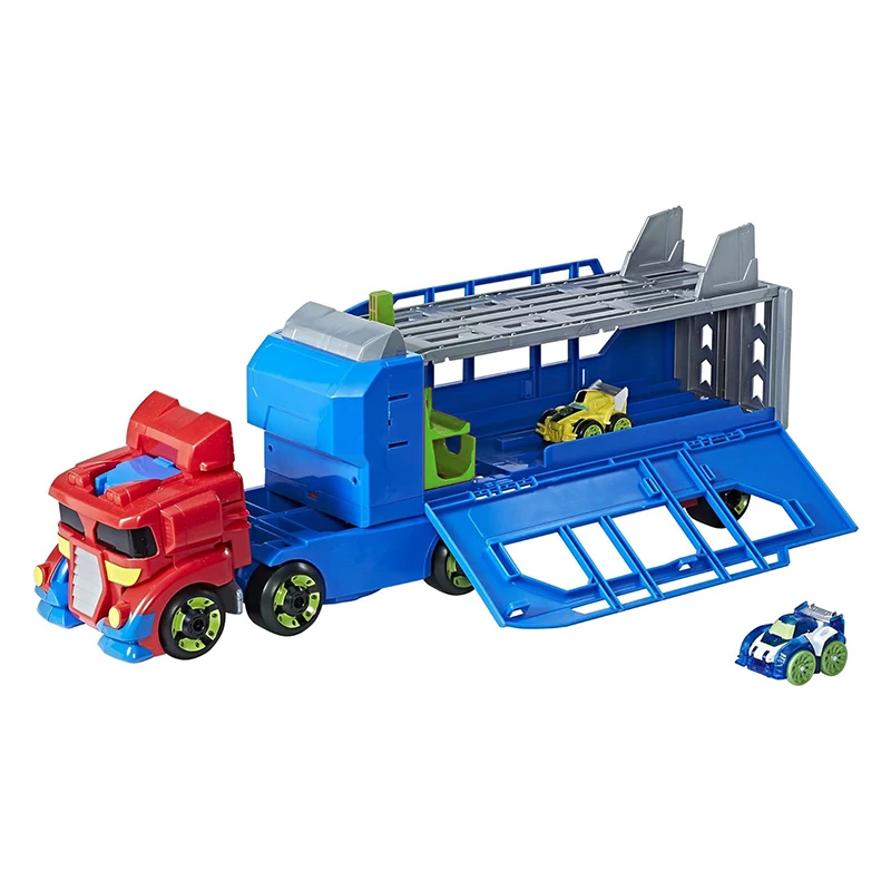 ENJOYSTAR Catapult Rail Folding Truck With Changing Mini Car Red Multi-function Ejection Trans-formers Trailer Robot