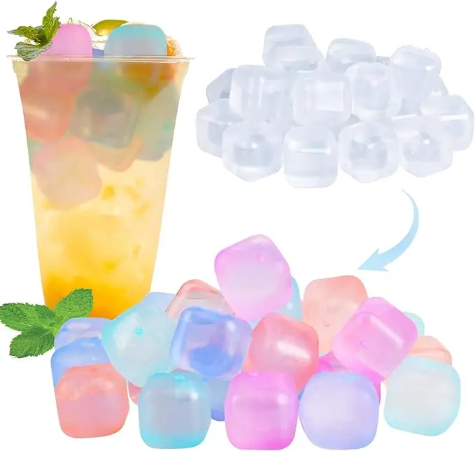 summer hot selling multi colored square plastic refrigerated frozen beverage Reusable Ice Cubes