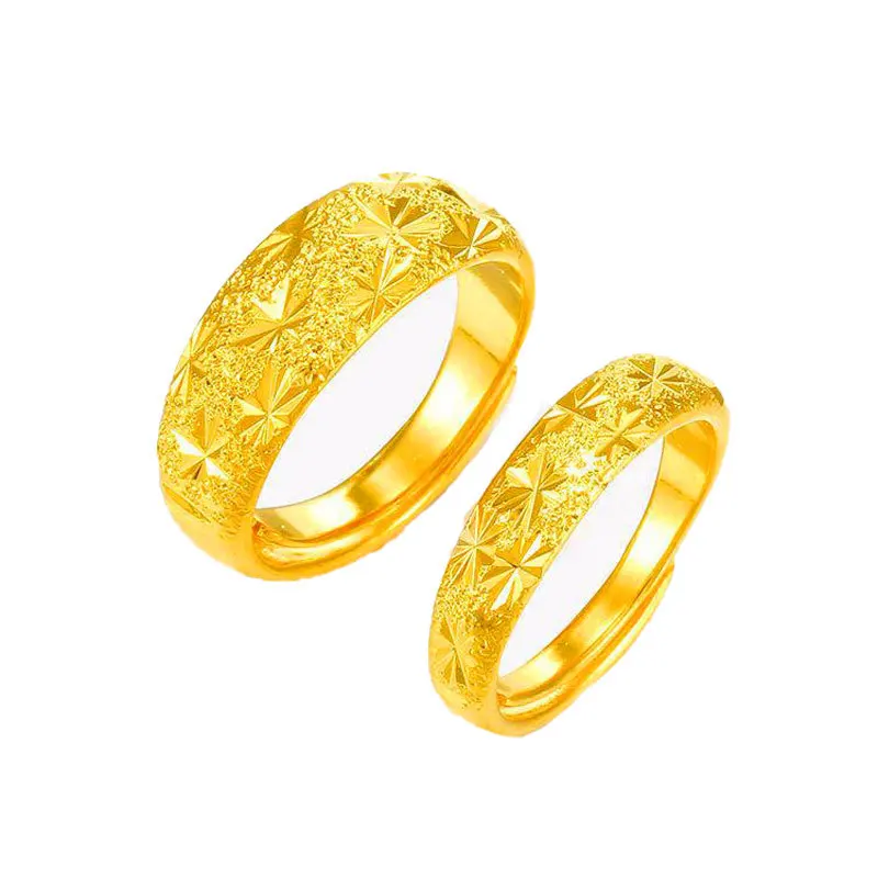 Ring Men Dubai 24K Gold Anti-allergy Smooth Simple Wedding Couples Rings Bijouterie for Man or Woman Gifts