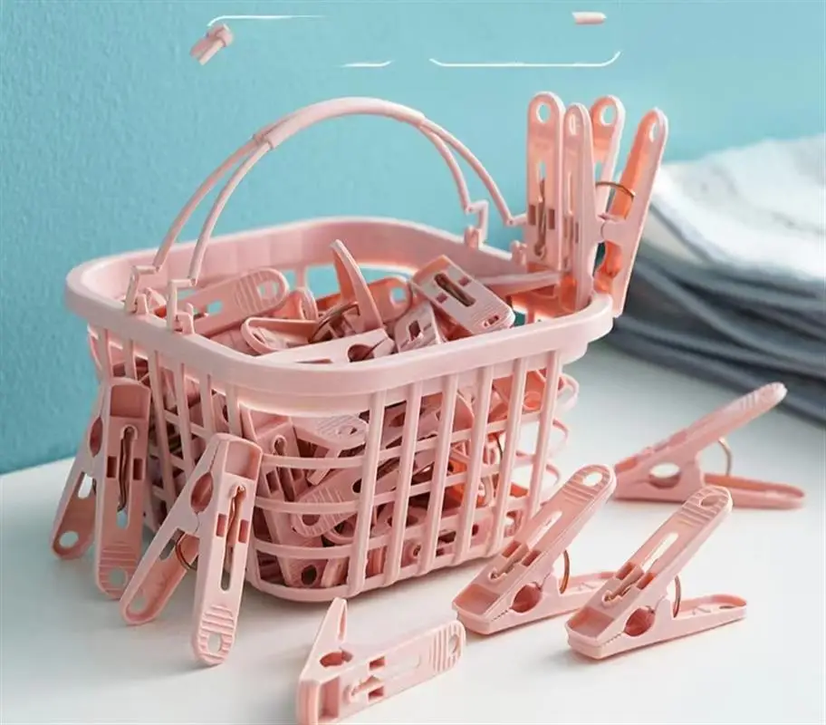 30 windproof clips clothespins underwear socks student plastic with storage baskets quilt clothes drying wholesale