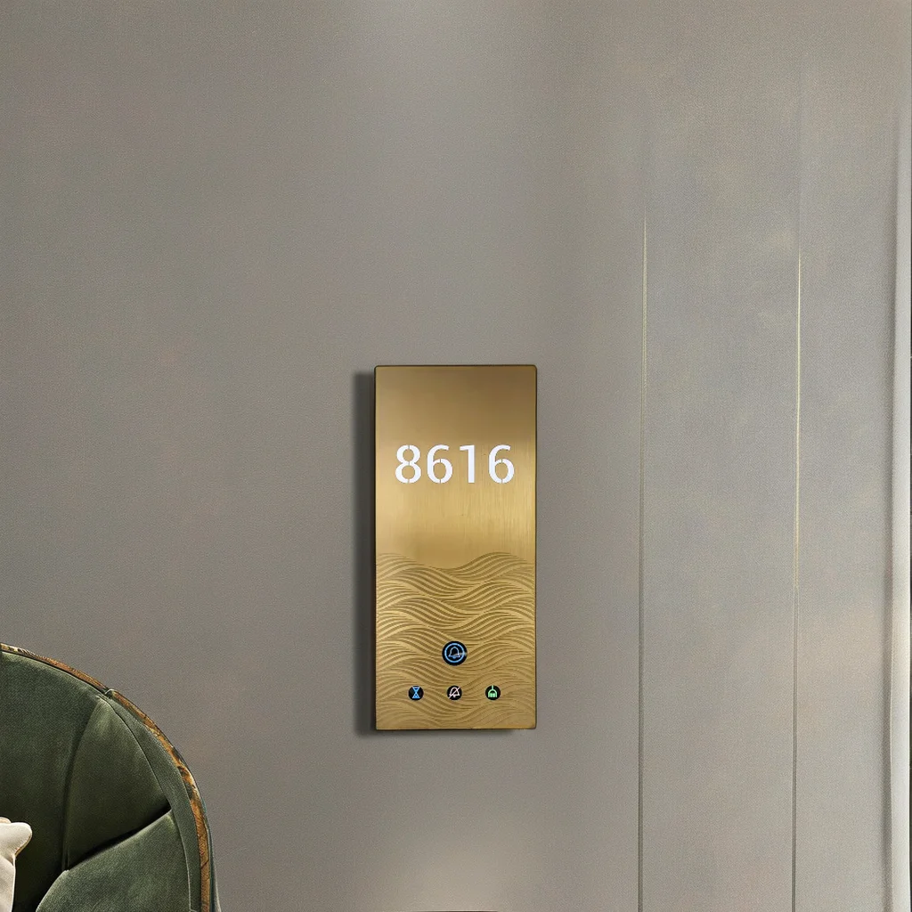 Smart Doorbell System DND Sign Electronic Hotel Digital Number Plates Stainless Steel Single Pole Switch hotel doorplate