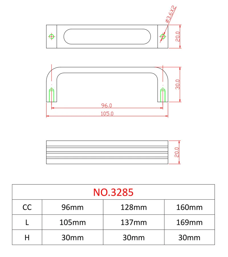 Furniture cabinet flat drawer zinc cabinet handles