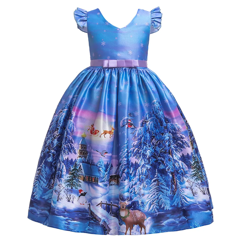 2021 Wholesale Kids Clothes Baby Girl Christmas Dress Tie Dye Girls Party Fashion Evening Dresses Children Clothes Girl Dress