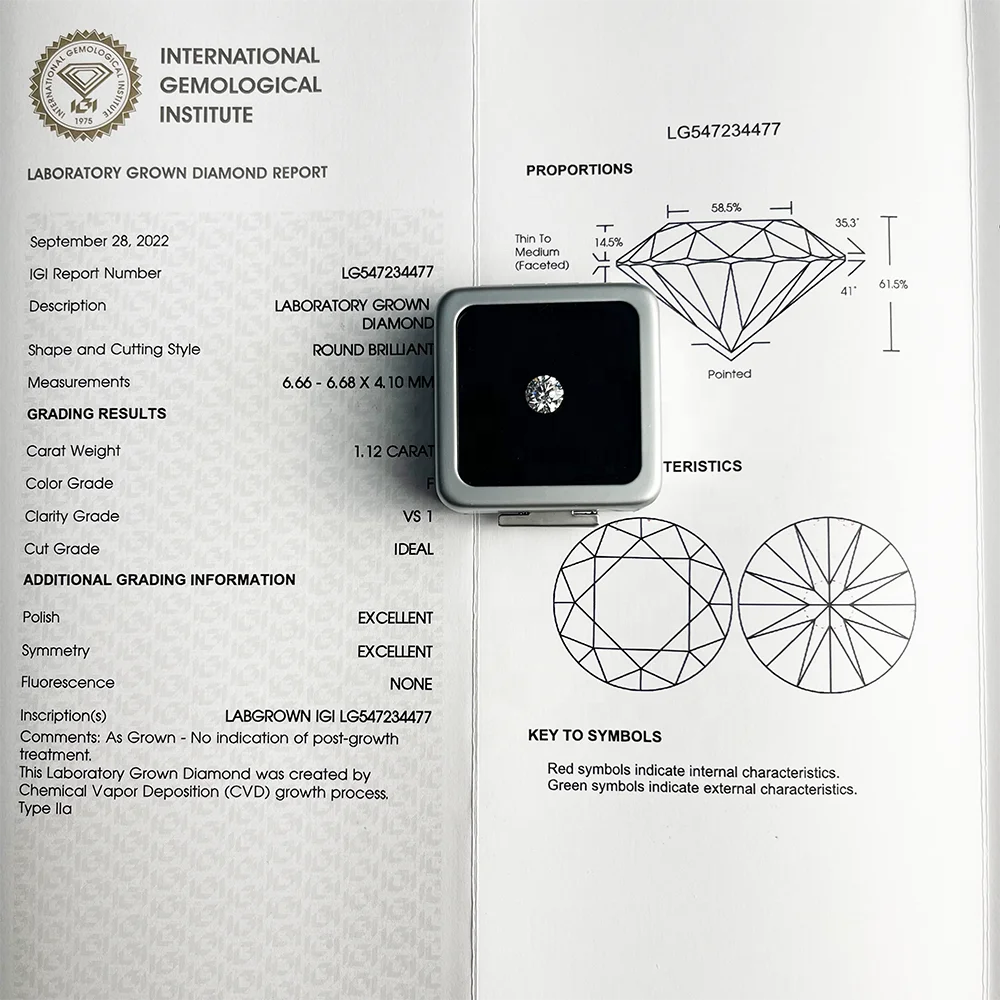 SuperGS Round Cut D VVS Color 0.5CT 1CT Loose CVD HPHT Synthetic Wholesale IGI GIA Certified Lab Grown Diamond