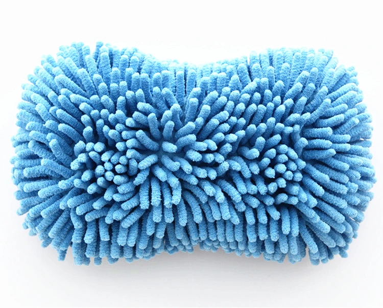 Anti Bacterial Super Soft Absorbent Microfiber Chenille Mesh Sponge Pad  With Elastic Band For Car Detailing House Cleaning