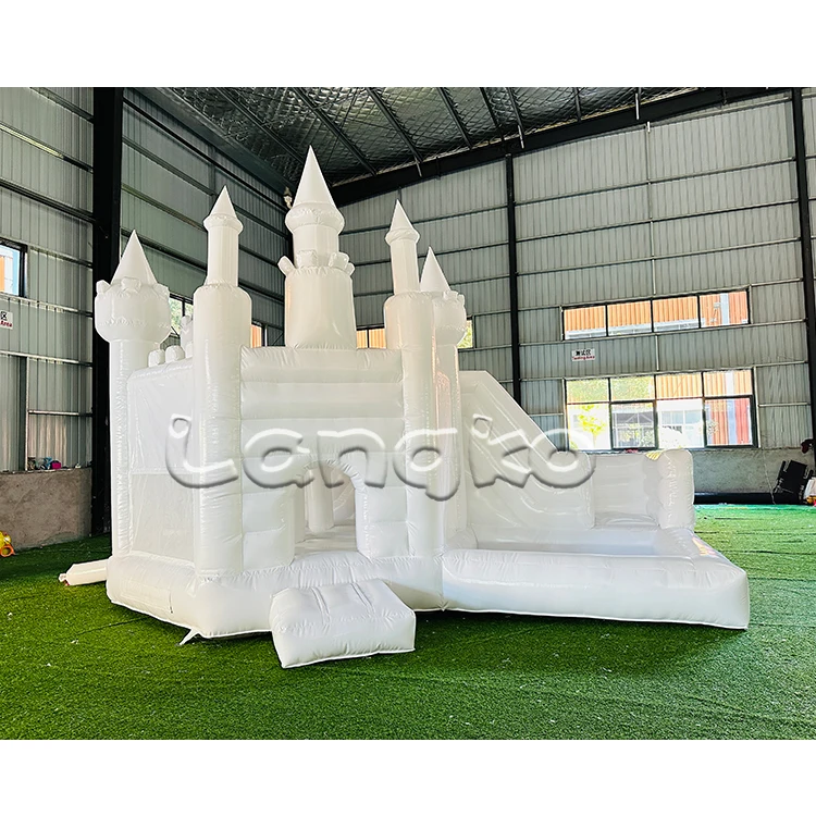 Hot sale white pastel bounce house factory price inflatable wedding bounce castle inflatable castle slide combo for party