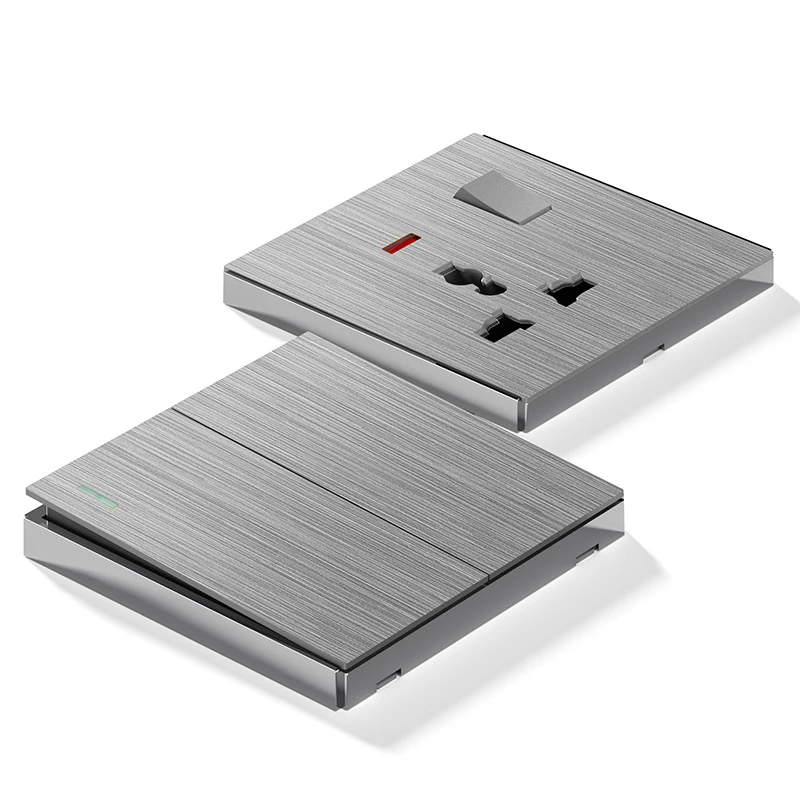 S1 Plating embossed PC panel 20A DP Silver brushed electric button smart touch wall switch for home hotel