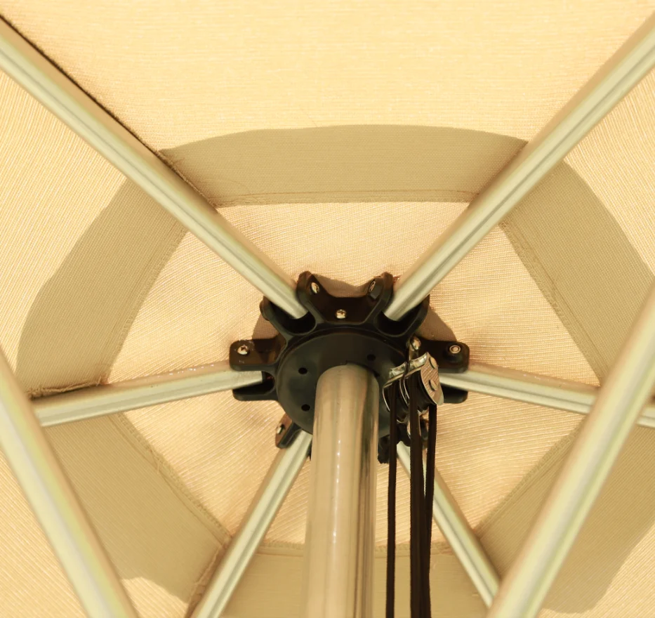 2024 Wholesale courtyard outdoor  aluminum sunshade garden umbrella with rope pulley lift Adjustable