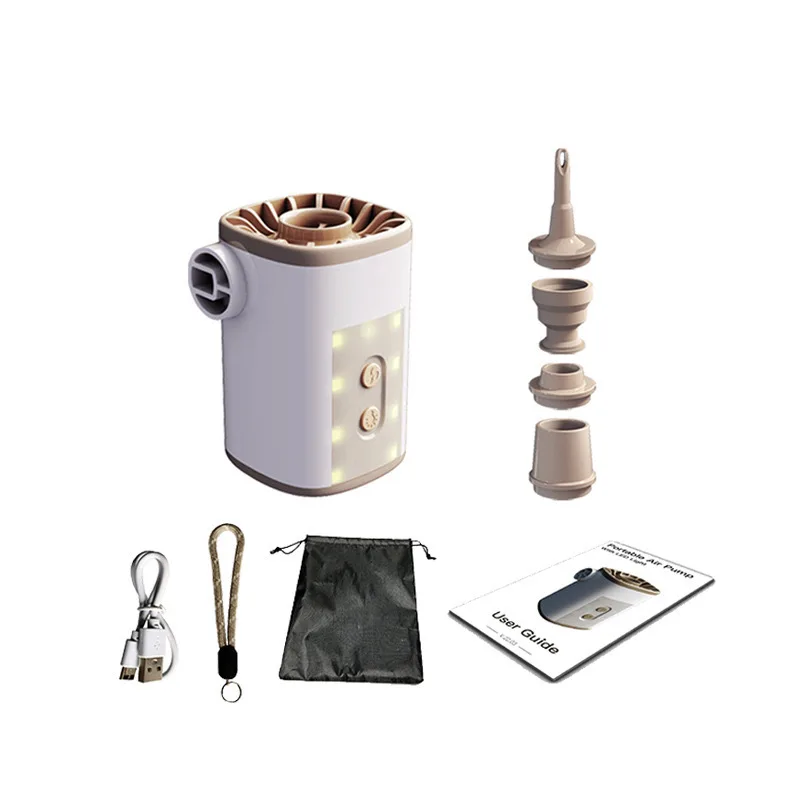 3600mAh rechargeable treasure lighting Mini Cordless  USB Wireless Portable Electric Air Pump for Inflatables Bed Mattress