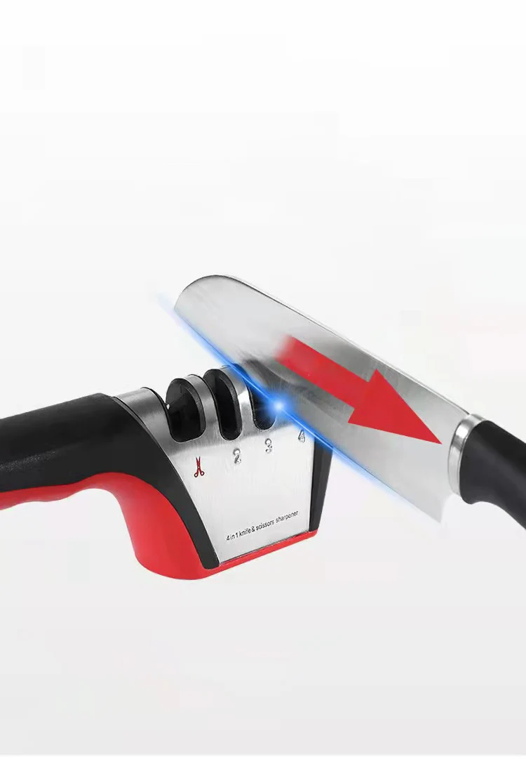 Professional Mini Manual Stainless Steel 4 Stage Kitchen Handheld Knife Sharpener