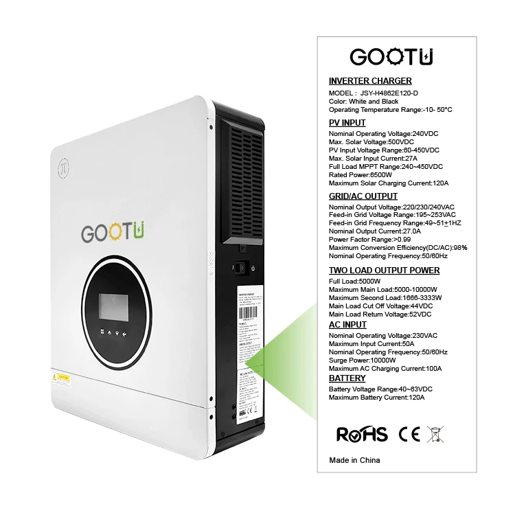 Конвертер солнечной энергии для склада GOOTU EU мощность 6 2 кВт 48 В постоянного тока в 230VAC инвертор переменного