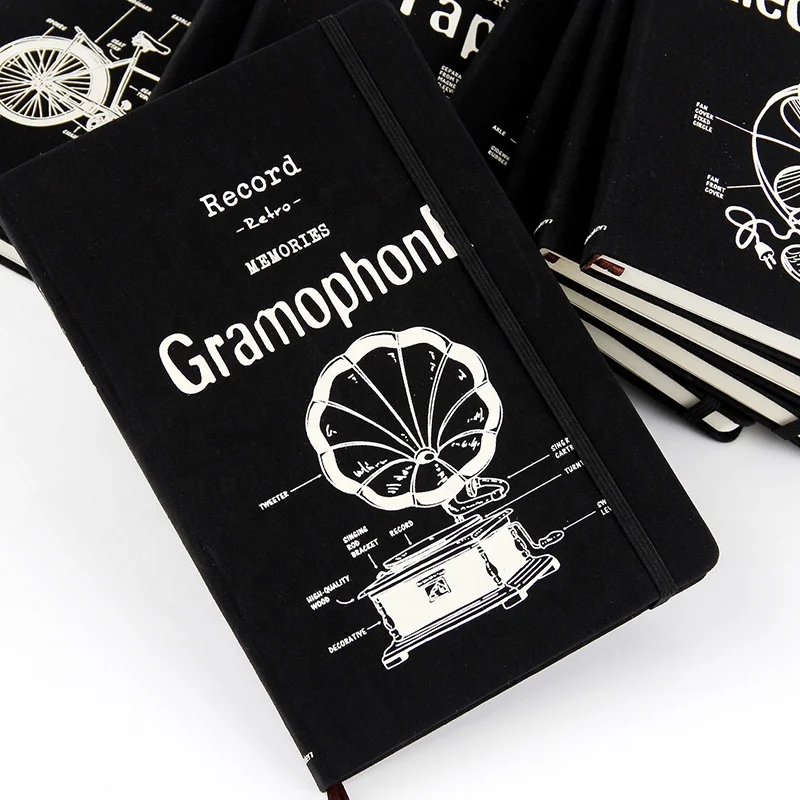 Винтажный блокнот из черного льна