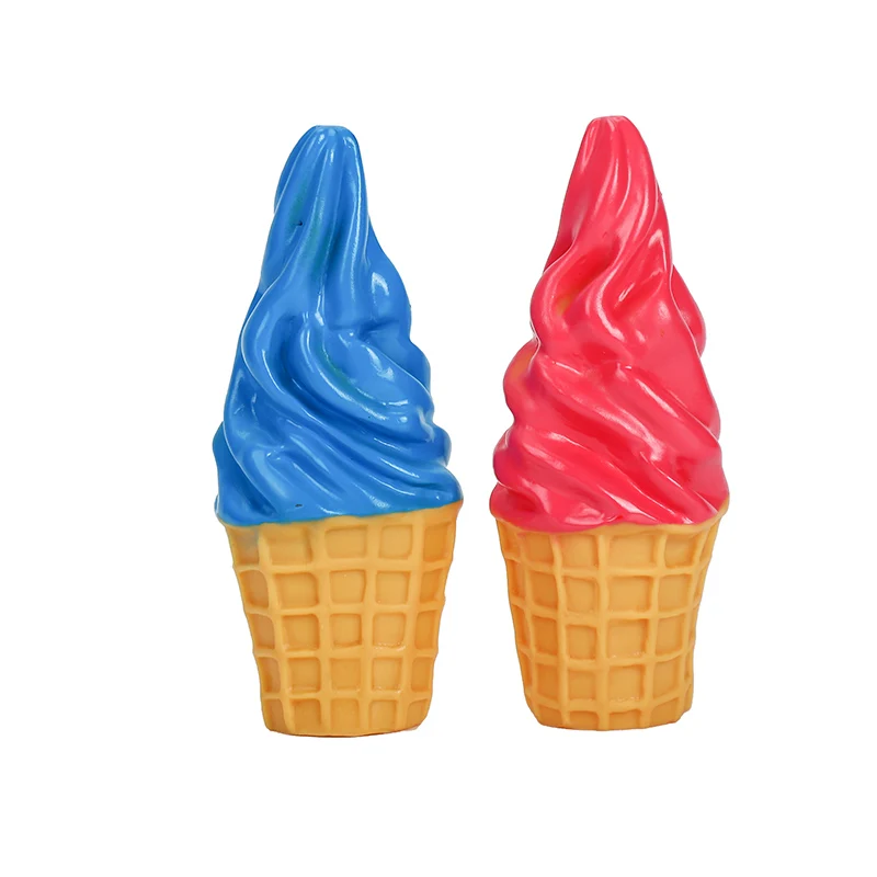 Custom Pet Products Colorful Squeaky Puppy Chew Toy Durable Soft PVC Ice Cream Cone Squeaky Dog Toy