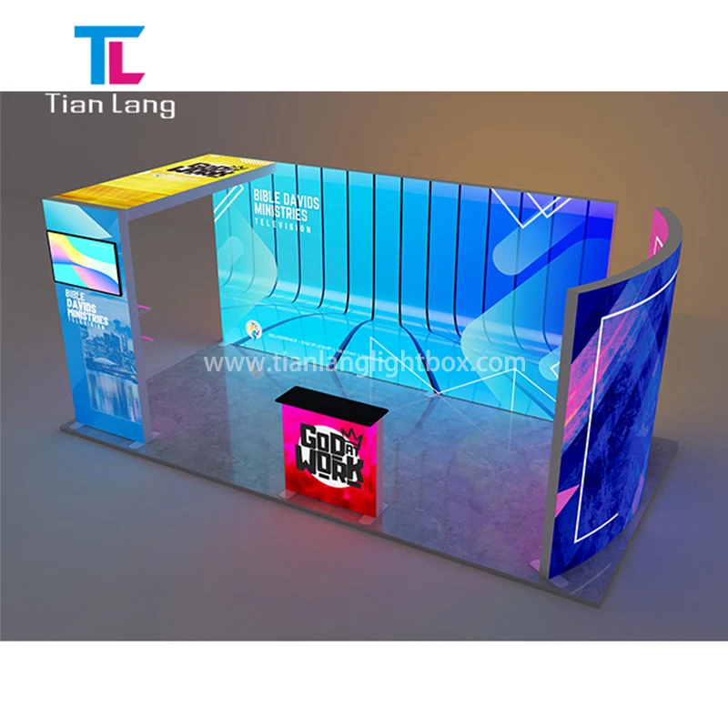 Gorgeous Portable Trade Show Display Booth Designs For Clothing Shop Exhibition Booth Display Light Box