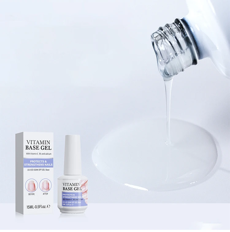 Private Label Vegan Durable Flexible Nail Strengthening Fiberglass Uv Led Fiber Vitamin Base Coat Gel For Nails