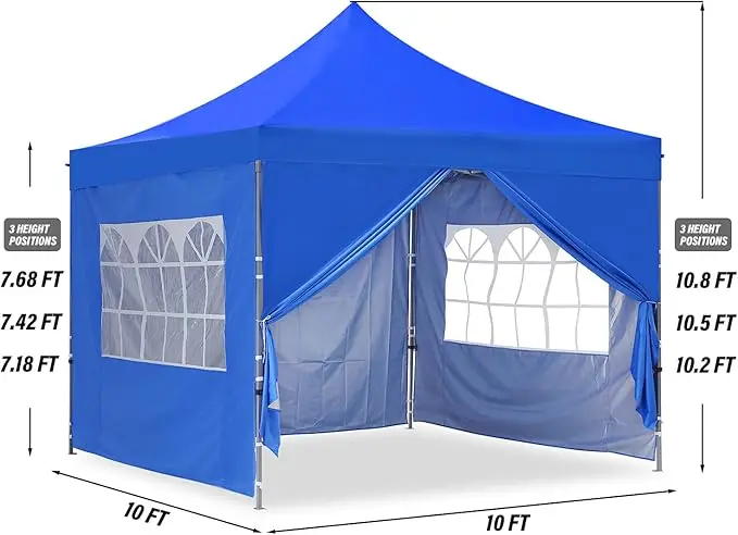 Factory direct sale 3x3  folding outdoor waterproof PVC pop-up sunshade tent with side window, suitable for various activities