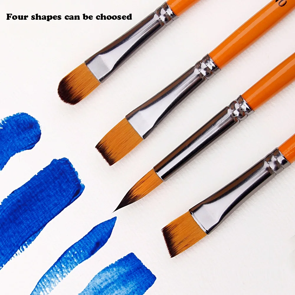 Paul Cezanne Hot Sale Nylon Hair Flat Shape Wooden Artist Oil Painting Brushes Short Handle Artist Brush Set