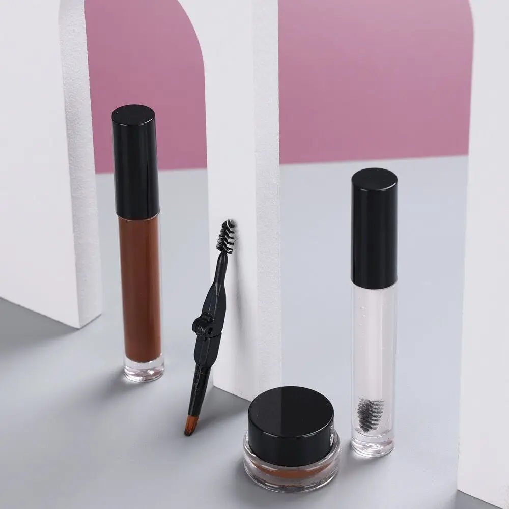 Eyebrow Gel & Eyebrow Cream Pomade Kit with Brow Brush Waterproof Long Lasting Pigment Smooth Eye Makeup Custom Private Label