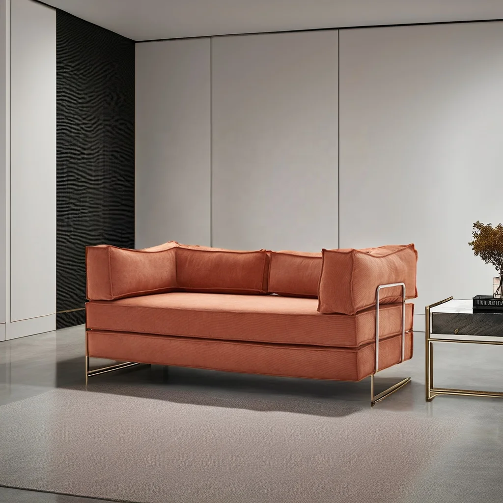 Modern Nordic Sectional Sofa Set Customizable Fabric Modular Stainless Steel Frame Compression Sealed Vacuum Packing Home Use