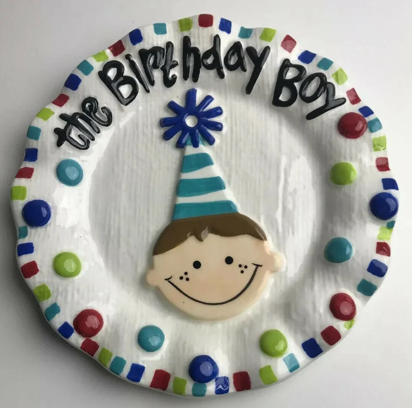 
Подарок на день рождения мальчику коричневый волос десерт пирог Торт подсвечник 8 1/3 дюймов 