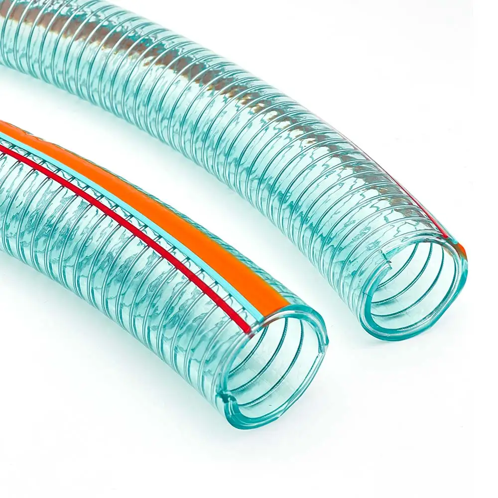 High Quality Aging Resistant  PVC Transparent Steel Wire Reinforced Hose Anti UV  PVC  Sping Water Suction hose