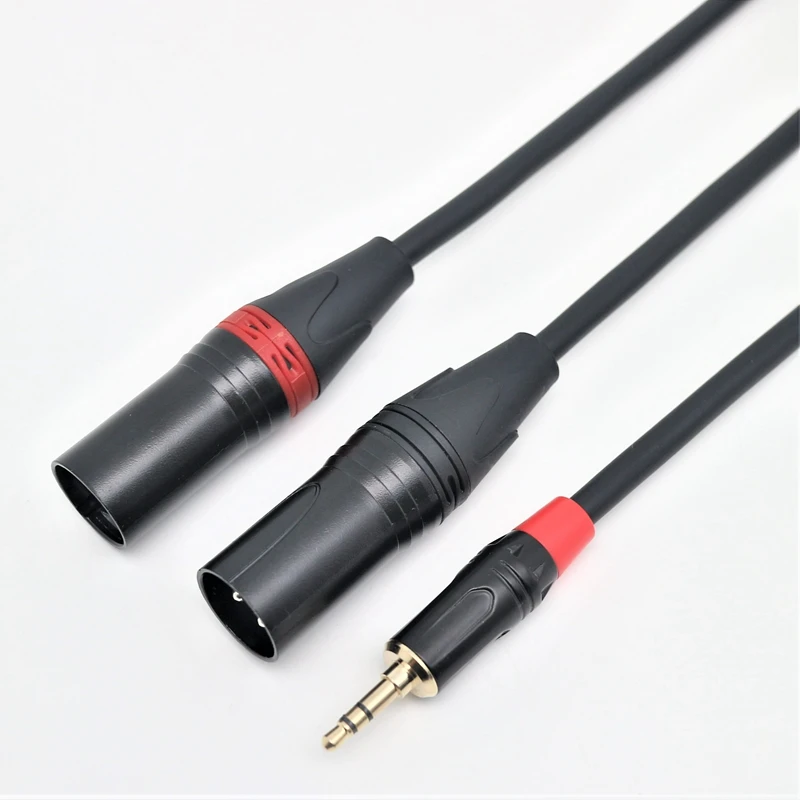 Musical instrument cable 3.5mm jack to 2* Xlr microphone cable 22AWG OFC wire with low noise OEM audio microphone cable