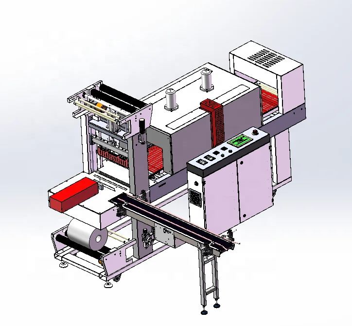Auto Electronic Coffee Milk Box Heat Shrink Packaging Machine Sleeve Sealing And including Stacker