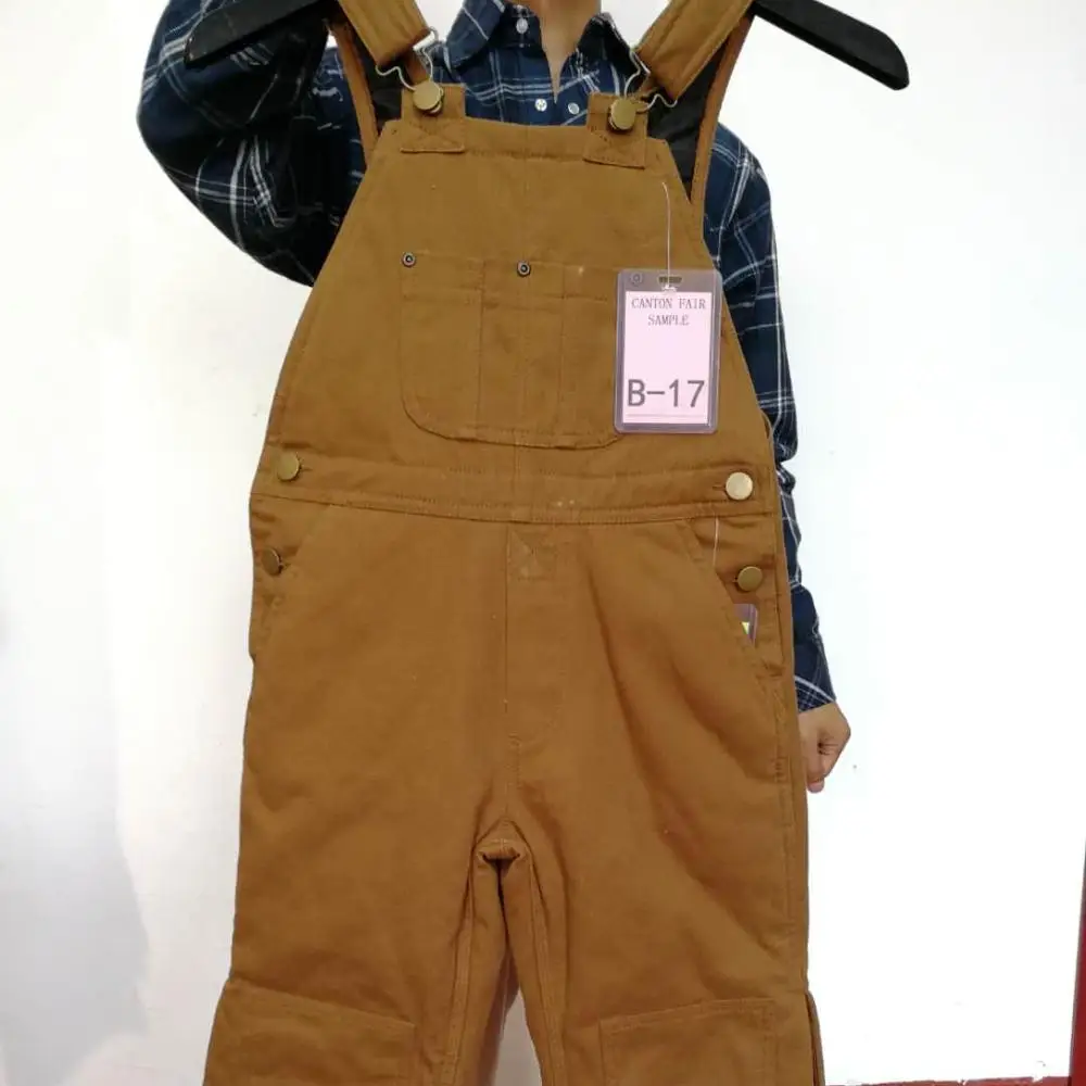boys woven cotton heavy duck canvas fabric bib  with diamond 190T lining windproof size regular big tall